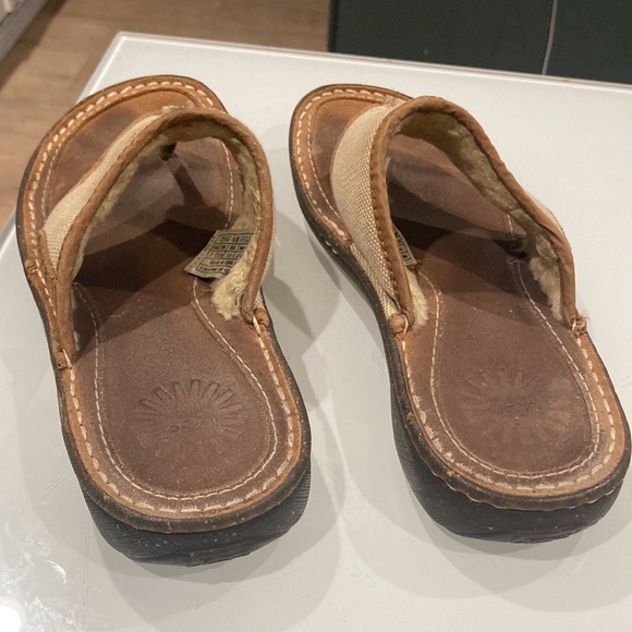 UGG Women's Leather Upper Fur lining Sandal Size 7 - Picture 3 of 7